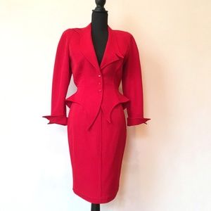 Rare Thierry Mugler Jagged Red Suit